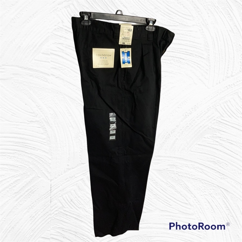 New w Tags Covington Black Double Pleat Adj Waistband Twill Pants Boys Husky 33H